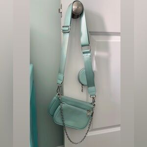 Mint Green Multi-Pocket Crossbody Bag with Coin Pouch
